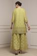Green Cotton Metallic Pattern Sharara Suit Set image number 4