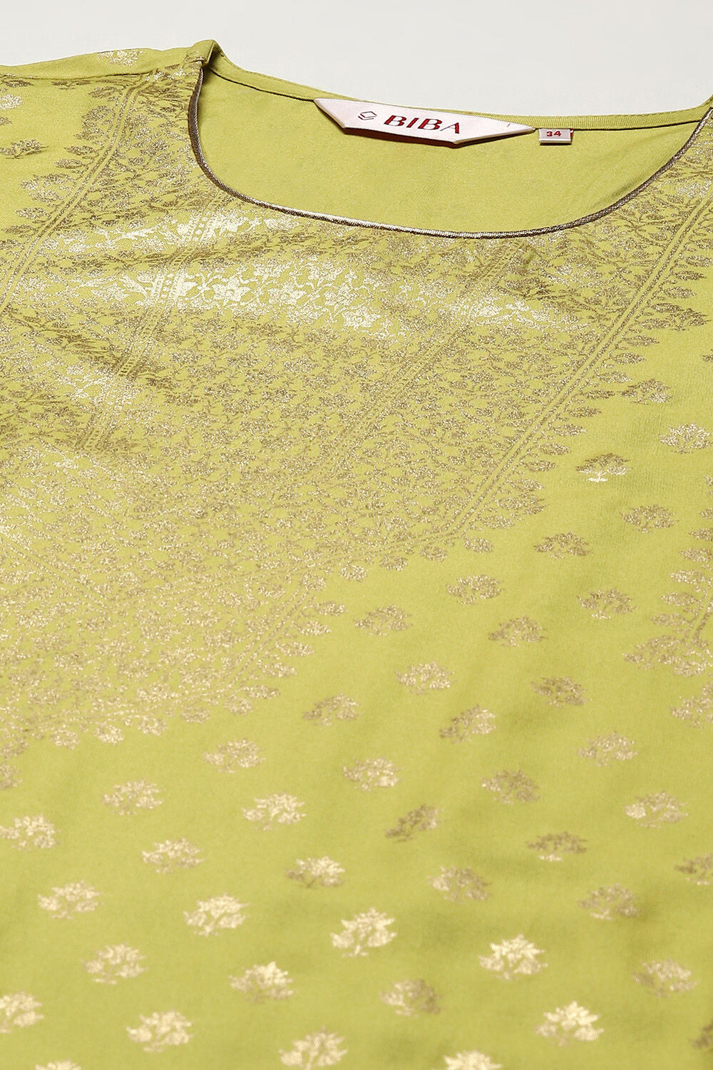 Green LIVA Straight Kurta Slim Pant Suit Set image number 1