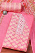 Pink Cotton Printed Unstitched Suit Set image number 0