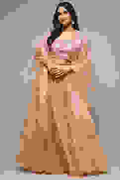 Powder Pink Cotton Silk Embroidered Lehenga Set image number 4