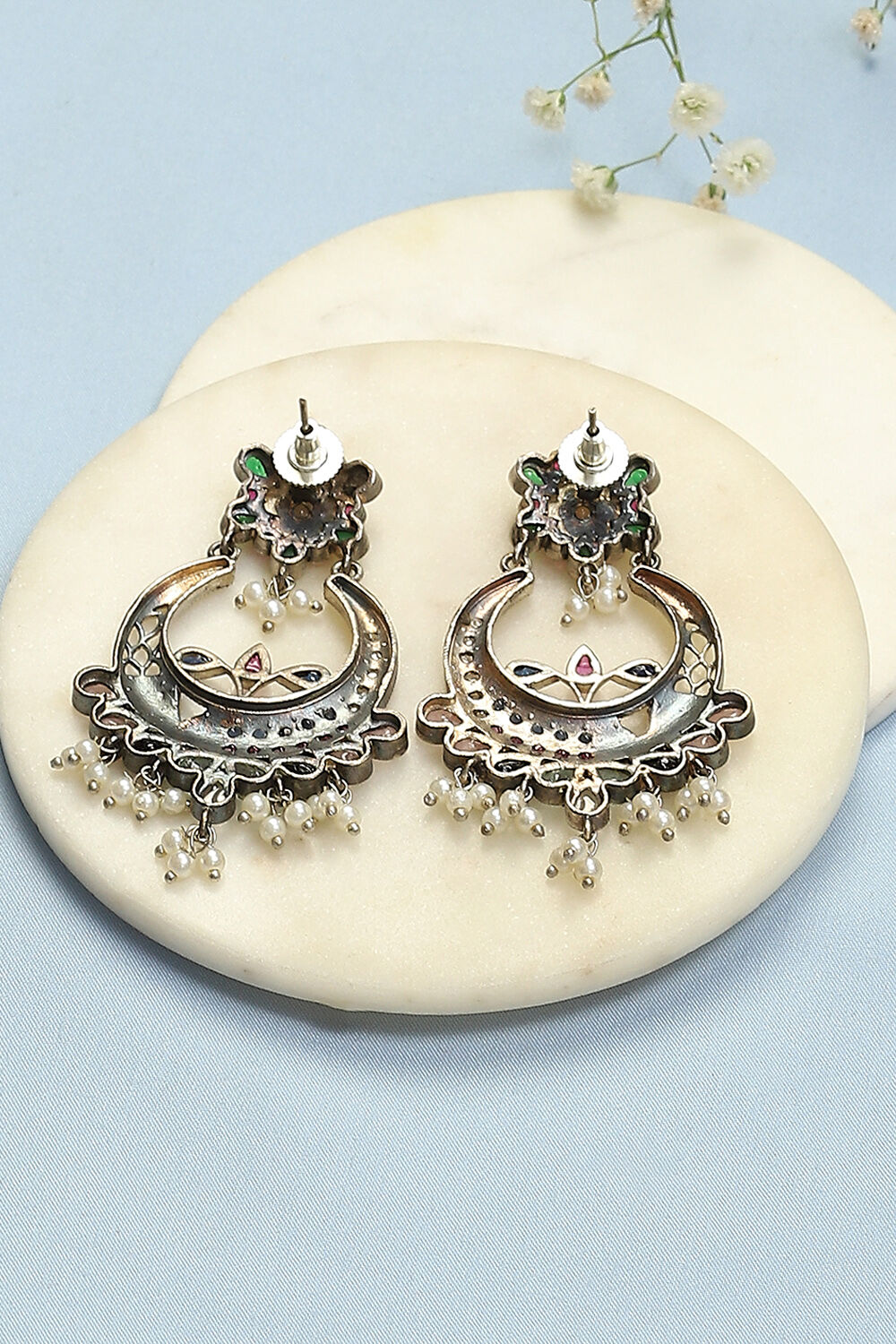 Oxidised Multi Brass Earrings image number 2