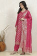 Pink Cotton Printed Embroidered Unstitched Suit Set image number 4