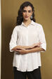 Dusk Blue Cotton Blend Solid Straight Shirt Style Kurti image number 5