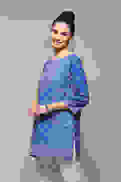 Royal Blue LIVA Straight Printed Kurti image number 2