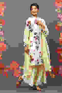 Rohit Bal Off White Cotton Blend Straight Kurta Suit Set image number 0