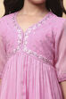 Pink Chiffon Printed Gathered Festive Flared Suit Set image number 1