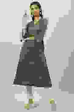 Olive Green Straight Printed Kurta image number 5