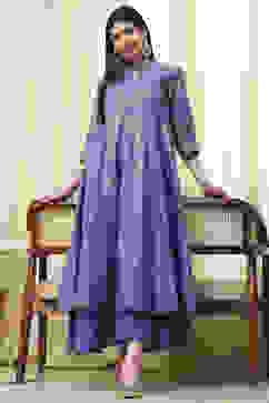 Lavender Cotton Layered Anarkali Dress image number 0