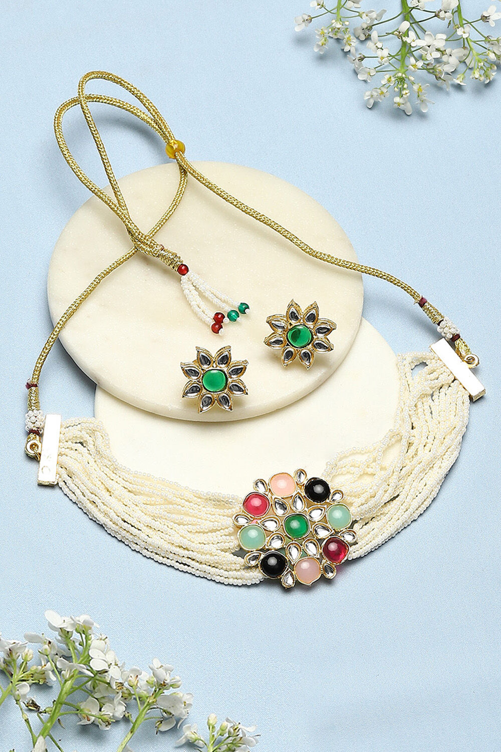 Multicolour Brass Necklace Set image number 0
