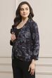 Navy Rayon Straight Printed Jacket image number 2