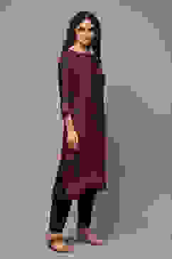 Red Viscose A-Line Printed Kurta image number 4