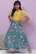 Yellow Art Silk Top With Flared Lehenga Set image number 0