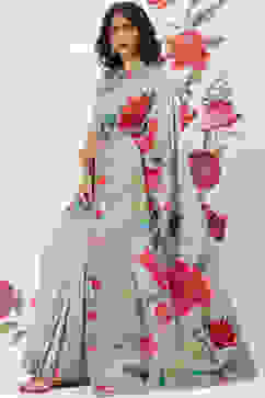 Rohit Bal Green Chanderi Silk Printed Saree With Blouse image number 0