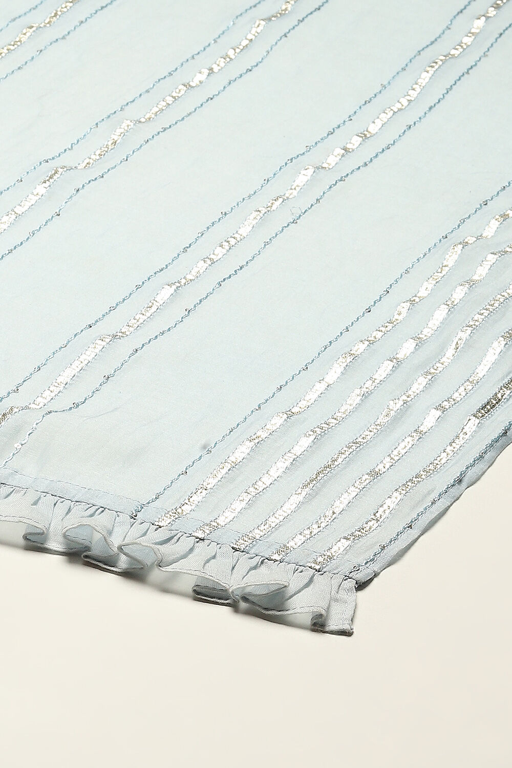 Powder Pink Cotton Blend Straight Kurta Palazzo Suit Set image number 3