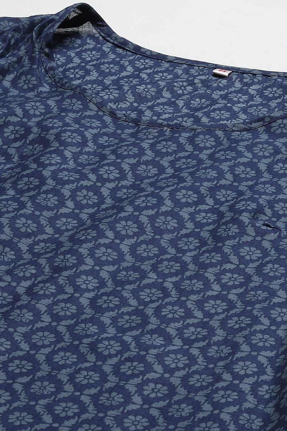 Blue Cotton Fusion Dress with Printed Jacket image number 7