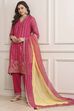 Fuchsia Cotton Straight Kurta Pants Suit Set