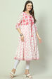 Blue Cotton Tiered Kurta image number 2
