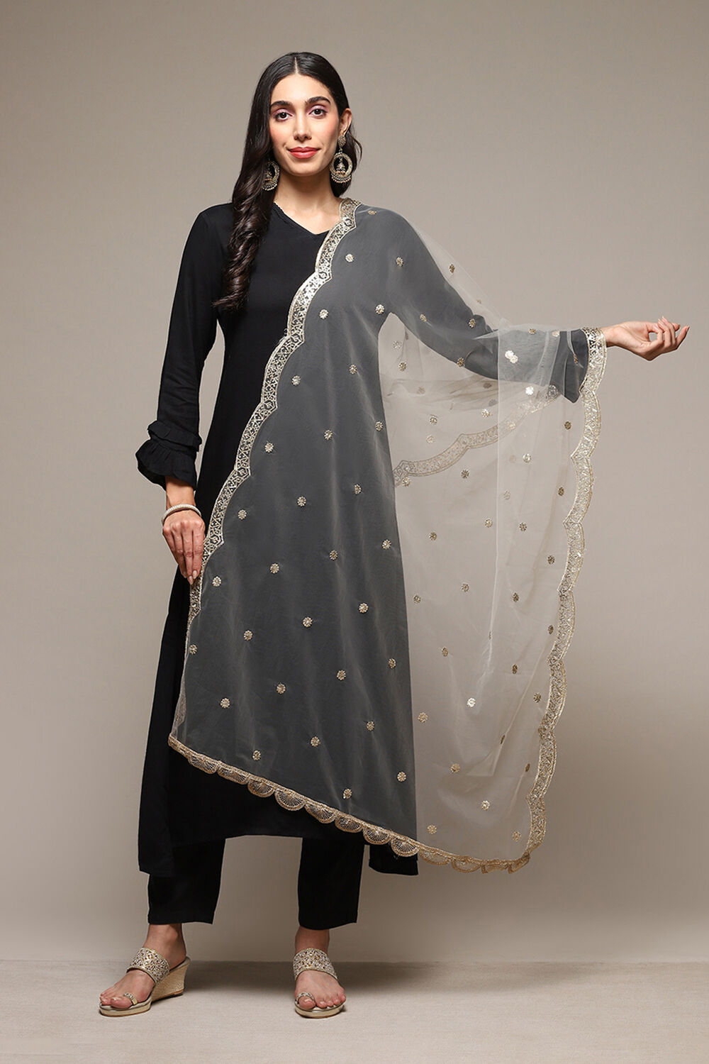 Beige Yarndyed Dupatta image number 2