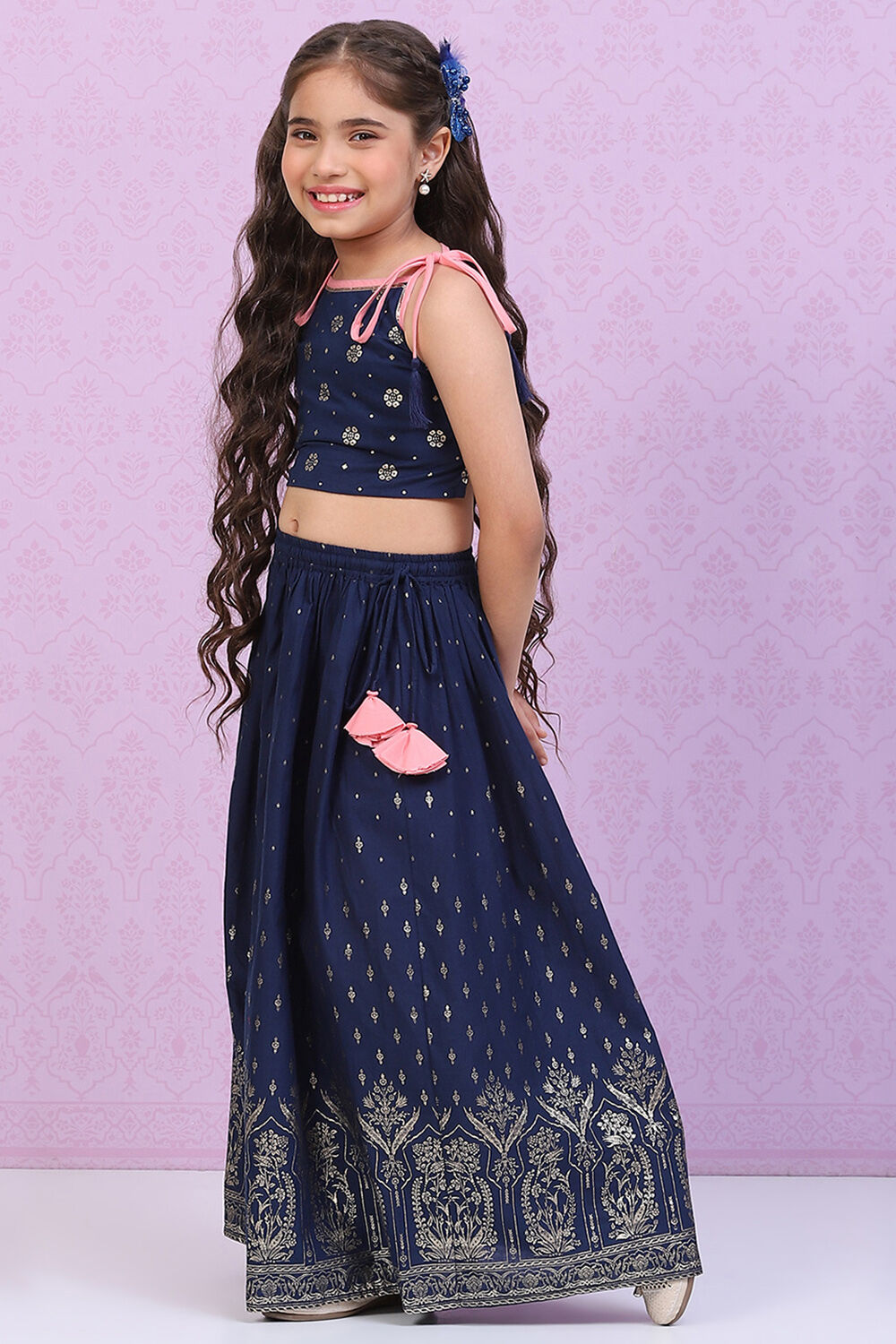 Blue Cotton Lehenga Set image number 3