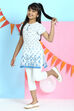 Off White Cotton Straight Printed Kurta