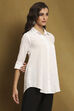Dusk Blue Cotton Blend Solid Straight Shirt Style Kurti image number 4