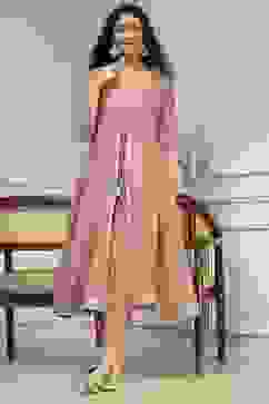 Old Rose Embroidered Anarkali Fusion Set image number 0