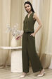 Beige Viscose Floral Embroidered Fusion Set image number 3
