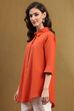 Dusk Blue Cotton Blend Solid Straight Shirt Style Kurti image number 2