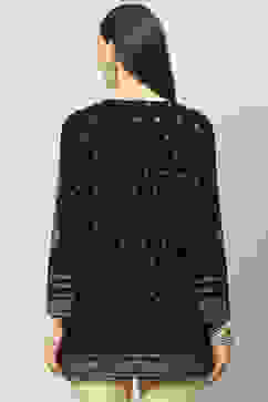 Black Poly Metallic Straight Printed Kurti image number 4