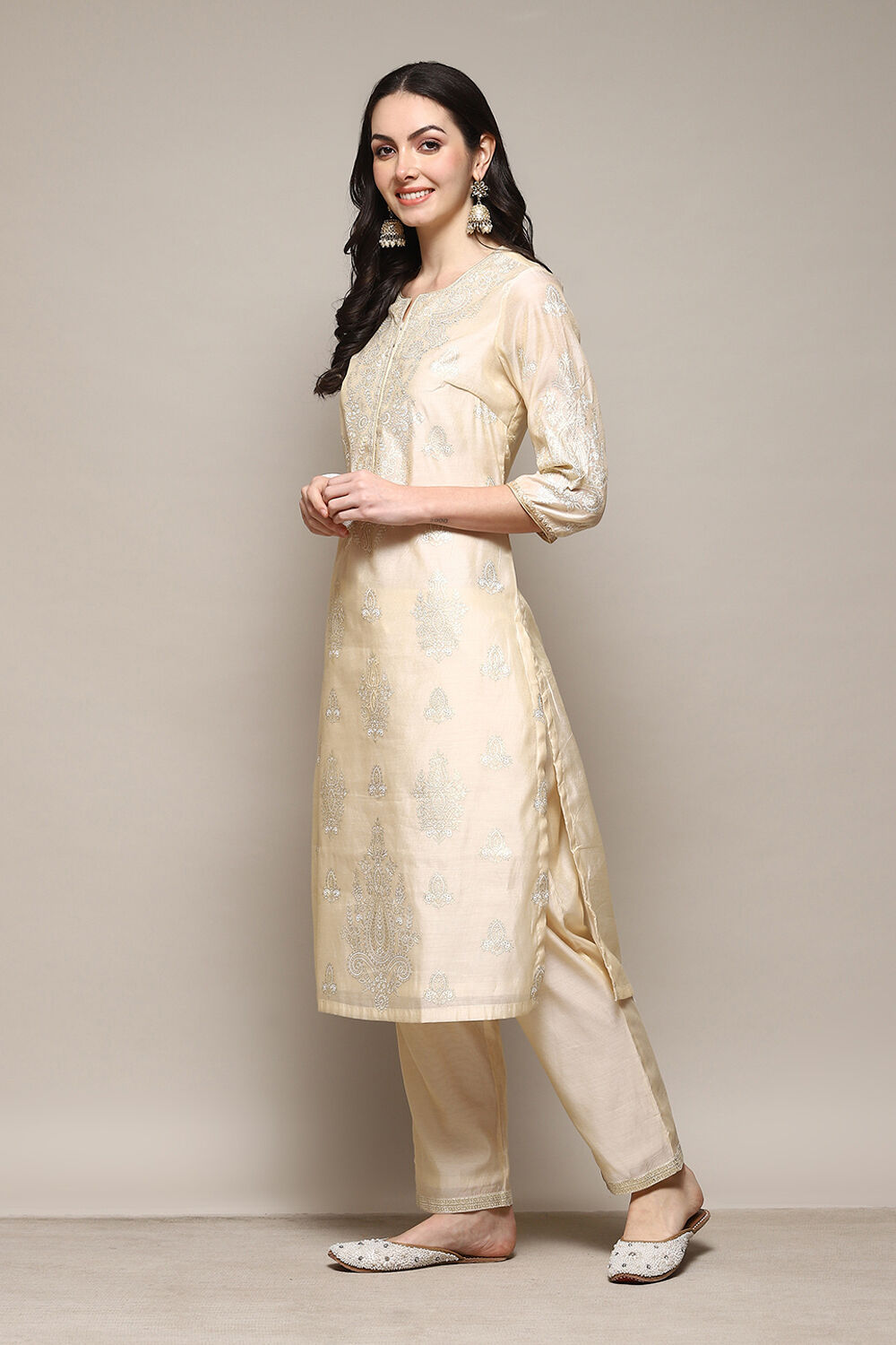 Olive Polyester Straight Printed 2 Piece Set image number 3