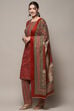 Green Cotton Unstitched Suit set image number 5