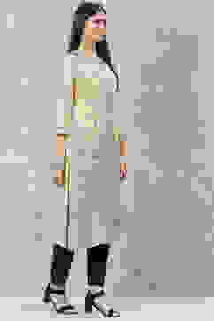 Beige Rayon A-Line Printed Kurta image number 3