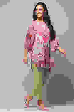 Green Modal Blend Straight Printed 2 Piece Set image number 5