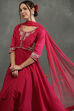 Cream-Toned Silk Chanderi Floral Anarkali Suit Set image number 7
