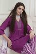 Purple Printed Straight Suit Set image number 7