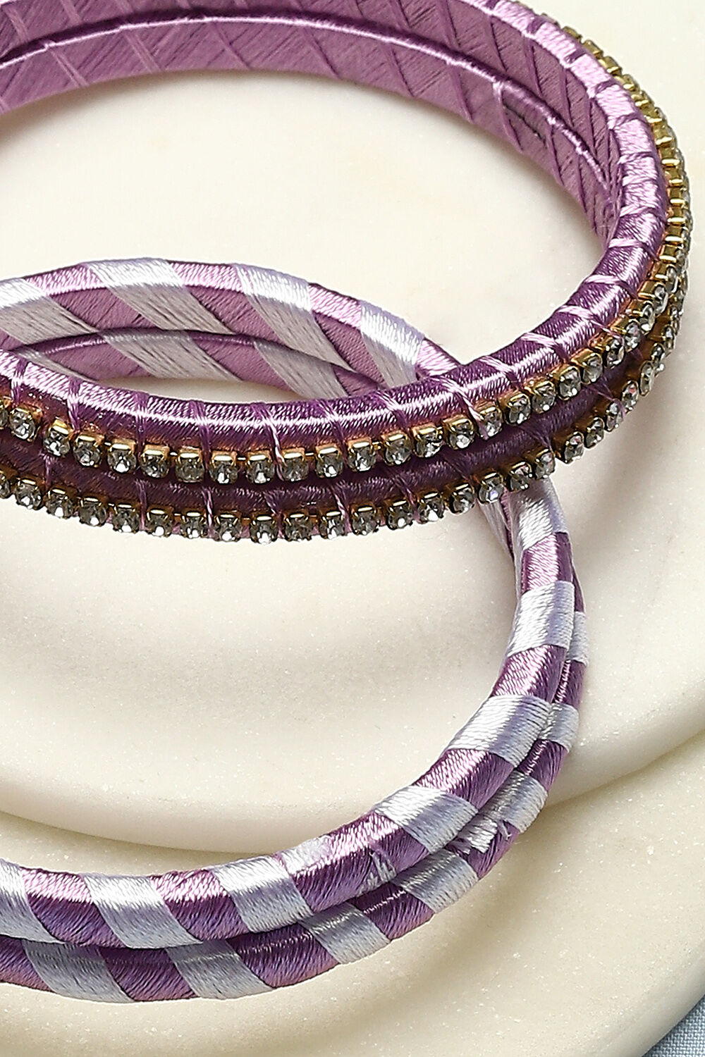 Lilac Plastic & Thread Bangles image number 1