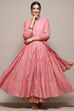 Blush Pink Cotton Anarkali Kurta Lehenga Suit Set image number 7