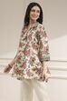Off-White and Red Cotton A-Line Shirt image number 2