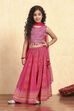 Pink Cotton Printed Fitted Lehenga Set image number 6