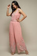 Pink Embroidered Straight Jumpsuit image number 5