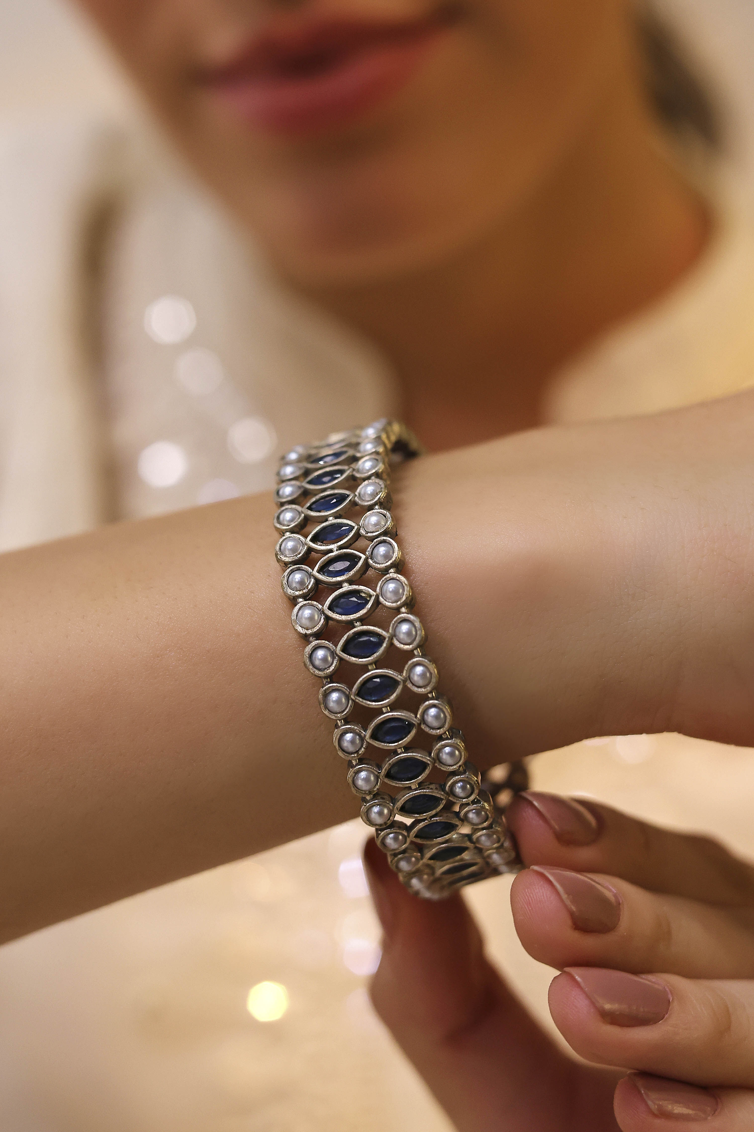 Navy Brass Oxidised Bangles image number 2