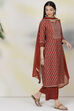Terracotta Red Art Silk Straight Kurta Palazzo Suit Set image number 5