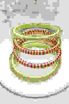 Rani Pink & Parrot Green Plastic Thread Kids Bangles image number 0