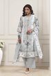 Turquoise Cotton Floral Printed Straight Suit Set image number 0