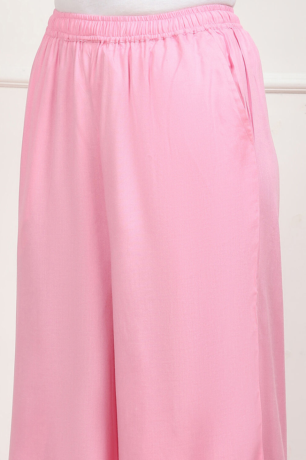 Navy Blue Viscose Solid Straight Palazzos image number 1