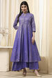 Lavender Cotton Layered Anarkali Dress image number 4