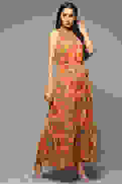 Multi-coloured Cotton Blend Tiered Dress image number 3