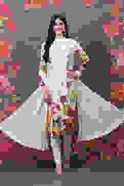 Rohit Bal Off White Cotton Silk Straight Printed Suit Set image number 0