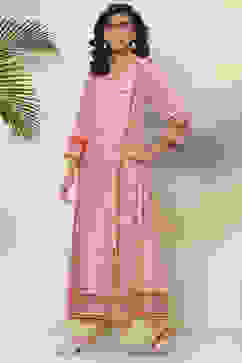 Pink Art Silk Straight Kurta image number 2