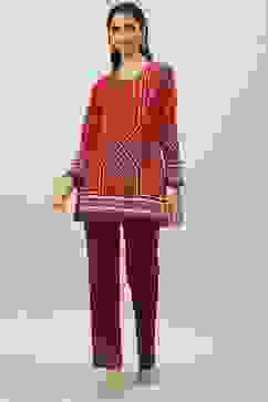 Red Acrylic Straight Yarndyed Kurti image number 5